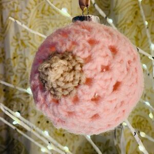 Crocheted Breast Cancer Awareness Boob Ornament